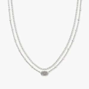 Emilie Silver Multi Strand Necklace in Platinum Drusy